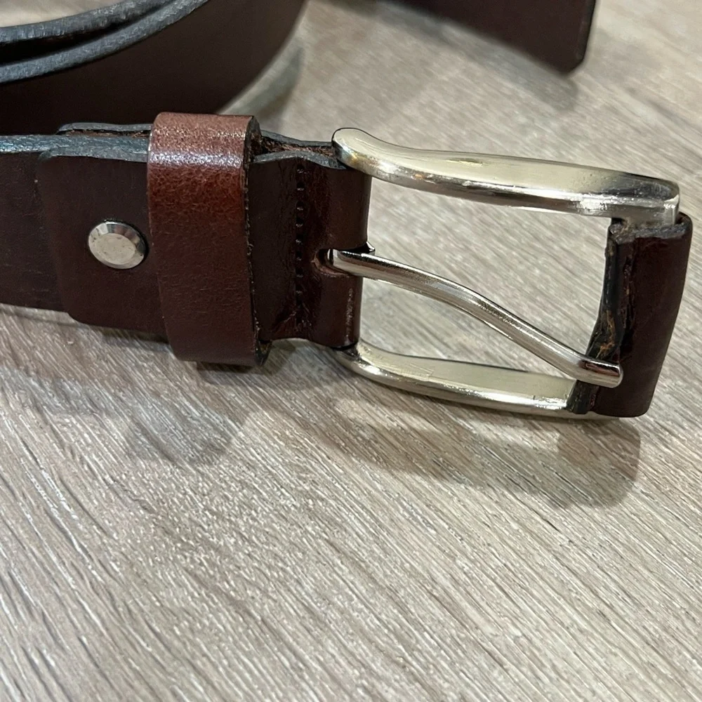 Men’s BYTOM Made in Italy Genuine Leather 38W Brown Belt Thick Wide Classic Belt